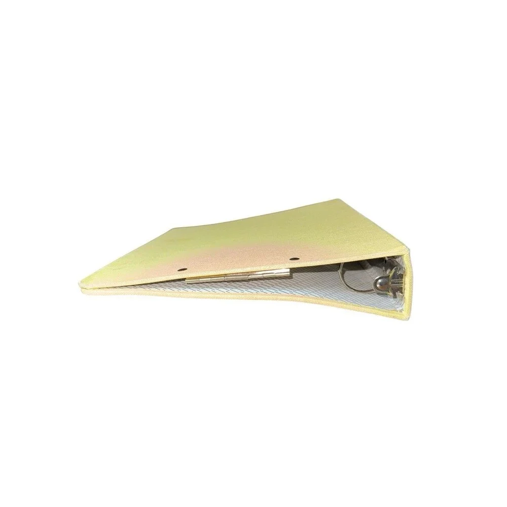Vintage Pen-Tab 3 Ring Binder Yellow Clip Board Cloth School Portfolio Calendar